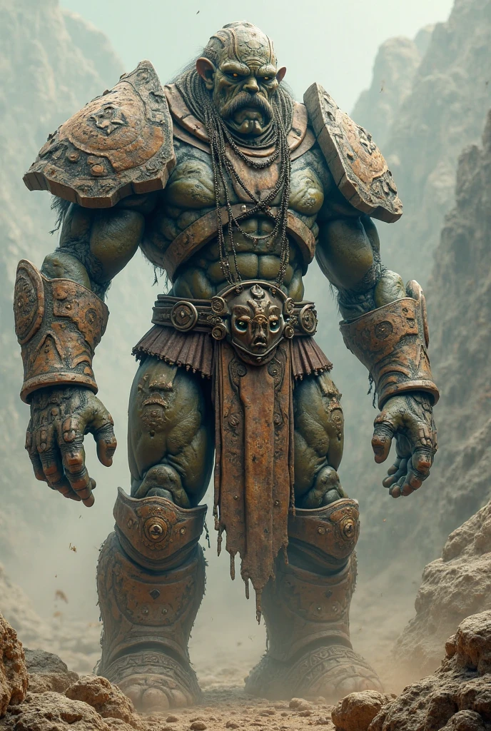 Make a stone golem ,Wearing villager clothes, while holding a volcanic stone hammer