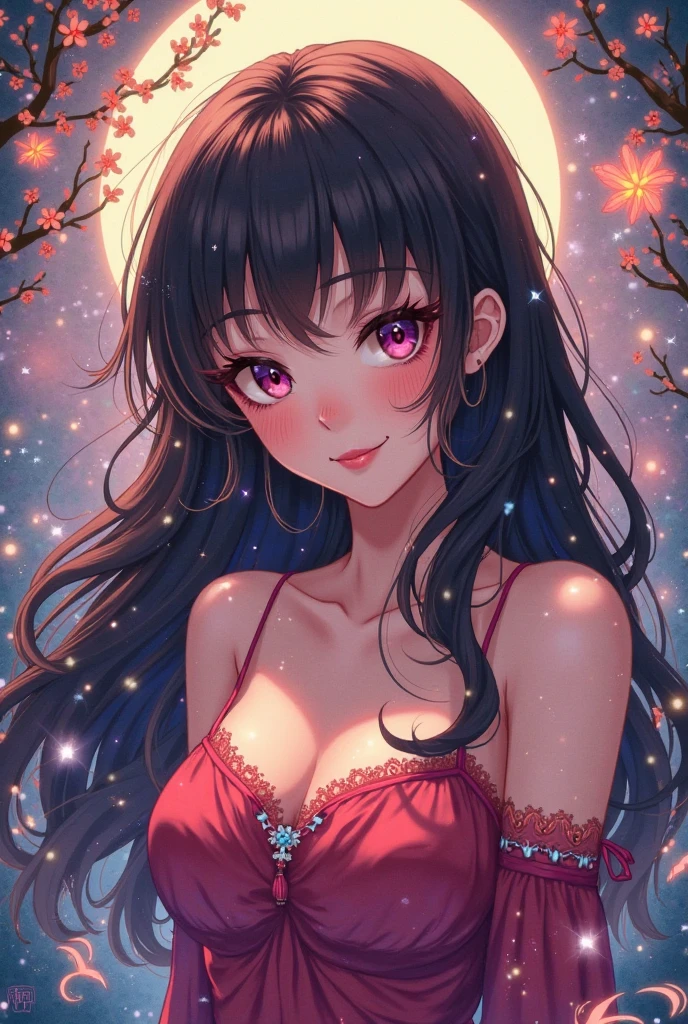Anime girl with black long hair with bangs, brown eyes, hourglass waist, healthy slim, pretty, attractive, cute, 164cm, with jujutsu kaisen artstyle, small boobs, jujutsu kaisen artstyle!, hot