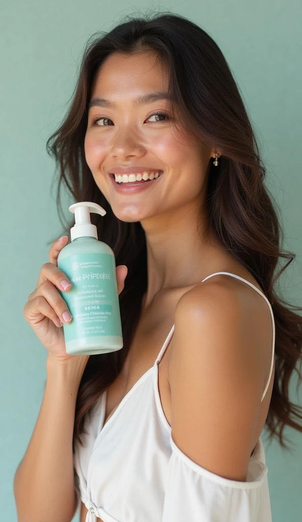beautiful girl holding a bottles of cleaning chemicals with misspelled labels and a perplexed expression