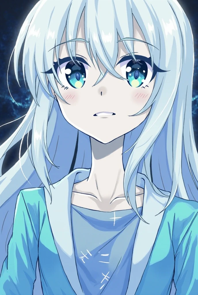 Anime girl posing with long white hair and yellow eyes, white-haired god, style of anime4 K, a silver haired mad, anime moe art style, an anime portrait of cirno, Best anime 4k konachan wallpaper, white haired Cangcang, ray of light through white hair, with glowing eyes, anime big breast. Soft lighting, from touhou, advanced digital anime art ”
