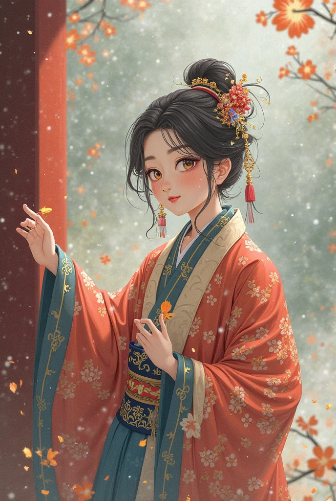 cinema photo, xsfantasy, oriental fantasy, hanfu, 
a beautiful woman, shoulder, hair ribbons, by agnes cecile, half body portrait, extremely luminous bright design, pastel colors, (ink:1.3), autumn lights . award-winning, professional, highly detailed, Classic Comic Style inked lines Cell Shading CCA approved
(focus on), color Ink wash painting,
<lora:DetailedEyes_V3:1> <lora:sdxL_offset:1>