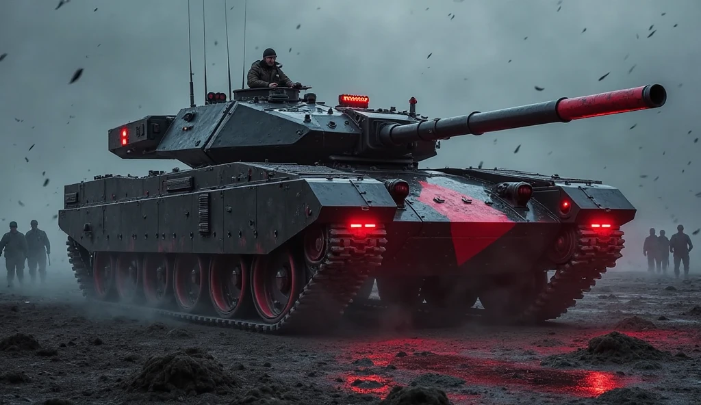 leopard2, military, ground vehicle, military vehicle, tank, caterpillar tracks, vehicle focus,  aesthetic, science fiction, sci-fi scenario,natural light, highly detailed, (highly detailed background), detailed textures, wide angle, 8k, HDR, professional photoshoot, high quality photo, realistic photo, realistic shadows, detailed shadows, realistic proportions,film grain, raw photo, (raytracing), <lora:AUDIR84S_LORA:0.7>, slate atmosphere, cinematic, dimmed colors, dark shot, muted colors, film grainy, lut, spooky, <lora:Leopard2:0.8>