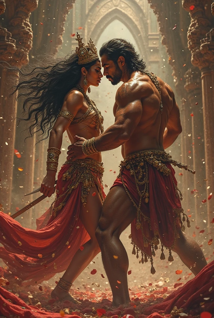 Bahubali fighting with Ballaladeva