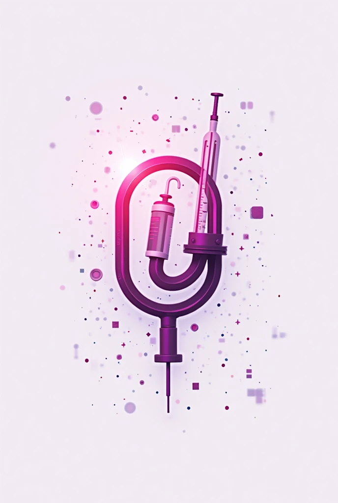 CREATE A CIRCULAR LOGO FOR A LABORATORY USING A SYRINGE AND A BLOOD TUBE WITH A PURPLE CAP.