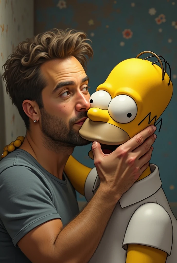 Peter Griffin kissing Homer Simpson