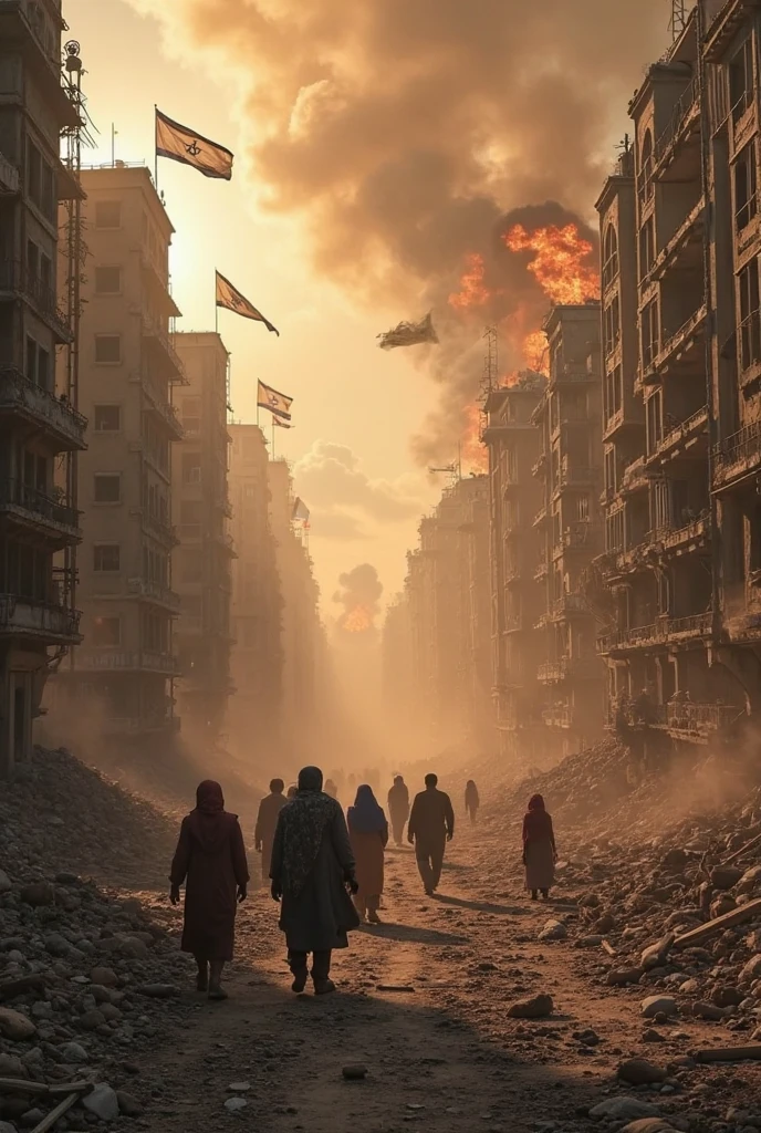 (best quality,4k,8k,highres,masterpiece:1.2),ultra-detailed,(realistic,photorealistic,photo-realistic:1.37),nuclear explosion in metropolis,horrifyingly vibrant color scheme,devastatingly detailed destruction,glowing mushroom cloud towering over the city,surreal and apocalyptic atmosphere,detailed wreckage of collapsing buildings,thick smoke and debris filling the air,panicked and terrified crowd running in the streets of the city,blinding and dynamic light effects,burning fires engulfing the metropolis,shattered glass and crumbling infrastructure,ominous and darkened cityscape,chaos and destruction in every corner,desolated and desolate streets,ruined and dilapidated vehicles,surge of energy and shockwave spreading from the epicenter,lit signs and billboards flickering amidst the chaos,rays of light cutting through the thick smoke,city skyline distorted and crumbling,scorch marks and traces of radiation,ominous and foreboding shadows amidst the chaos,broken power lines and fallen poles,streets engulfed in cracks and fissures,shattered remnants of once bustling life,desperate attempts to escape the devastation,flickering streetlights casting eerie illumination,ominous silence broken only by distant sirens and cries,hazy and suffocating atmosphere,abandoned and overturned vehicles,shadows of figures desperately seeking safety,impending sense of doom and irreversible destruction, big disaster everywhere, the end of the world on indonesia