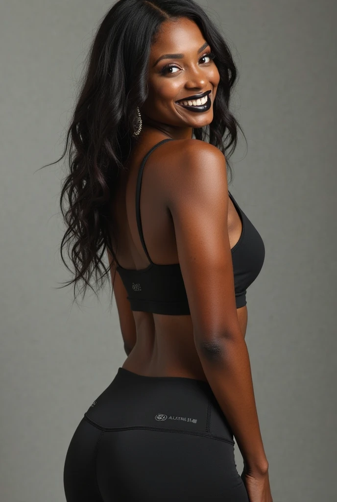 a six pack Woman with large trapezoidal chubby wide HIPS massive wide BUTTOCKS, Feminine curves、contrasting a flat stomach with sensually wide hips、characterized by a small waist。, dark skin with (ten foot long) navy ponytail fade, cover, uhd, leg warmers with Nike shoes, dslr, pants suit by Versace, huge balloons up lit tan room, 🥳, objective, face bright lit, no nudity  