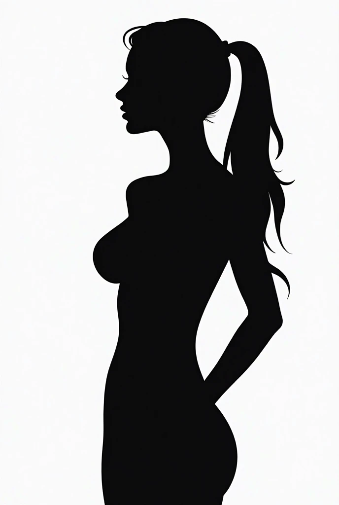 Une couverture pour un livre, une fille mince avec une robe noire moulante de dos qui lève deux doigts comme pour mimer un pistolet vers l'arrière sans regarder