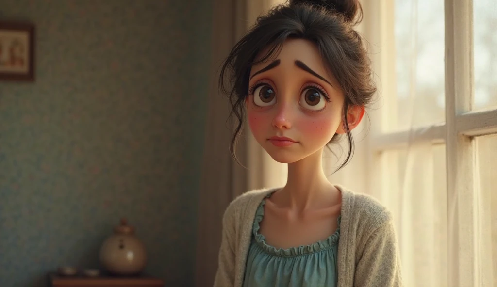 A young pixar style mom a little angry