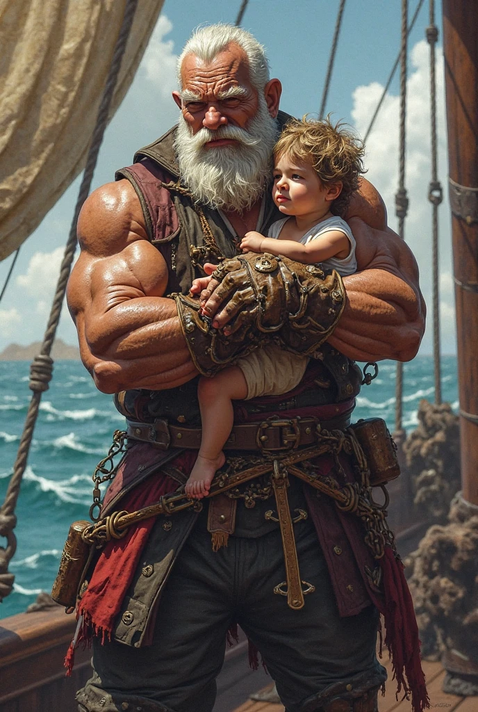 An oil painting of Zeus, god of Olympus, handsome, long straight nose, white beard, robust, sinewy muscles, shirtless, holding a thunderbolt, smiling, mount Olympus in background, by Frank Frazetta, by Boris Vallejo, by Louis Royo