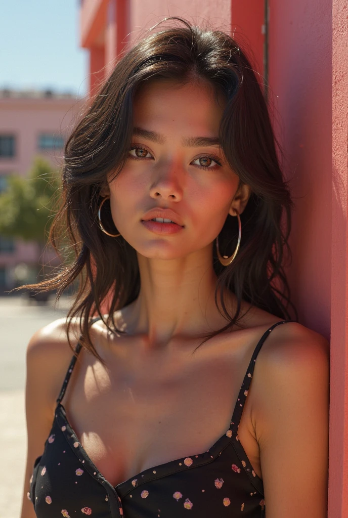 Top Quality, Masterpiece, High Resolution, 8k, (((cute sporty tanned barely legal girl in a oversized short silky torn cropped top, small perky breasts, detailed eyes, detailed lips, narrow closed mouth, detailed face, torn clothes, disheveled hair, old clothes, stranded on a tiny tropical island, single palm tree, at night, backlit)))