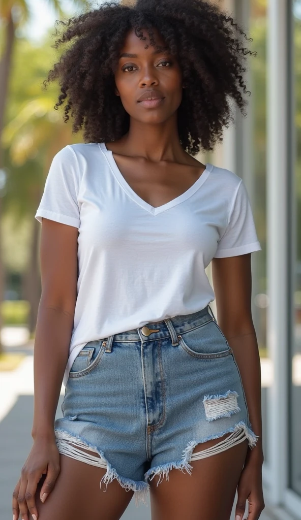 magnifique femme afro americaine en jeans qui lui moule le CUL