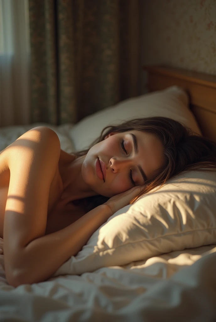 I want a chest photo A girl in bed