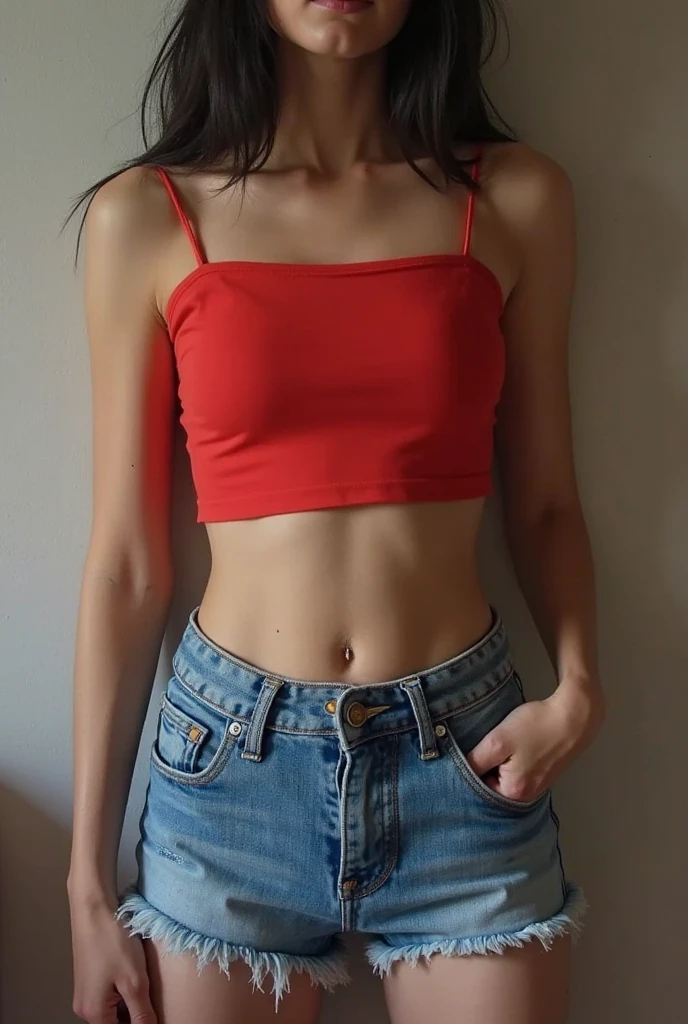 (Full body:1.9); (8K, Masterpiece, RAW photo, Best quality, detail:1.3), (ultra realistic Natural background, scenary:1.5), Depth of field, Cinematic light, (ultra realistic face), (1 picture of 1 solo swedish girl:1.6), 1girl, (Beautiful and elegant escandinian girl), (skinny girl with glasses), (European face:1.3), (perfect complete full body:1.6), (full body shot including shoes:1.6), (perfect [frontal view|side profile|back profile]:1.5), (small necklace, collarbone:1.1), ( [bangs|pigtails|bob|pixie] hair:1.5), (ultra detailed skin:1.4), (sexy red minitop:1.5), (soft fabric miniTop:1.5), (Flare Leg Jeans:1.6), (perfect standing pose:1.5), (perfect body proportions:1.4)
