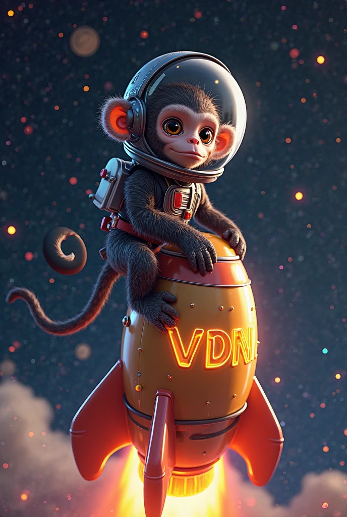 Chibi adorable cuddly monkey floating in space, wearing a glass helmet, moody, grainy, noisy, concept art, by Alberto Seveso, Cyril Rolando, Dan Mumford, Meaningful Visual Art, Detailed Painting, Digital Illustration, Unreal Engine 5, 32k maximalist, hyperdetailed fantasy art, 3d digital art, sharp focus, masterpiece, fine art