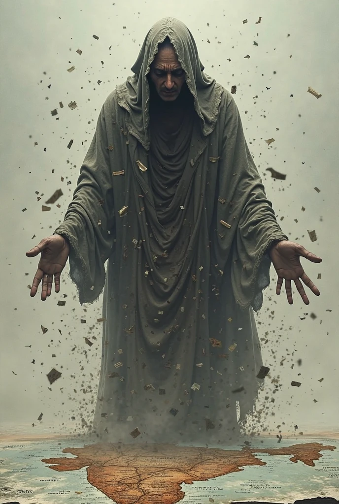 Surrealism, very wrinkled face, statue, cracks, very old sorceress, black eyes, lava, powerful