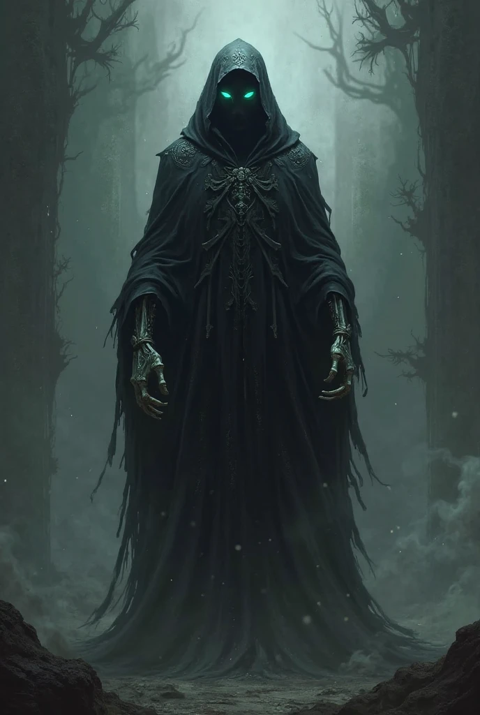 A necromancer wizard who lost his physical body by giving in to dark magic, He controls shadows and is very powerful., attractive 
