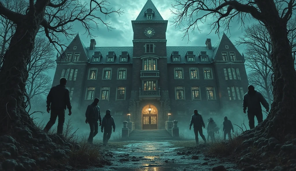 With the full moon approaching again, the final showdown loomed. The hunter and the group of villagers, facing their own insecurities and fears, embarked on the mission to find the demonic artifact and put an end to the Mansion of Horrors and its terrible hauntings once and for all.
Dramatic scene of the search through the dark corridors of the mansion, with the characters facing supernatural challenges and horrifying ordeals. --auto