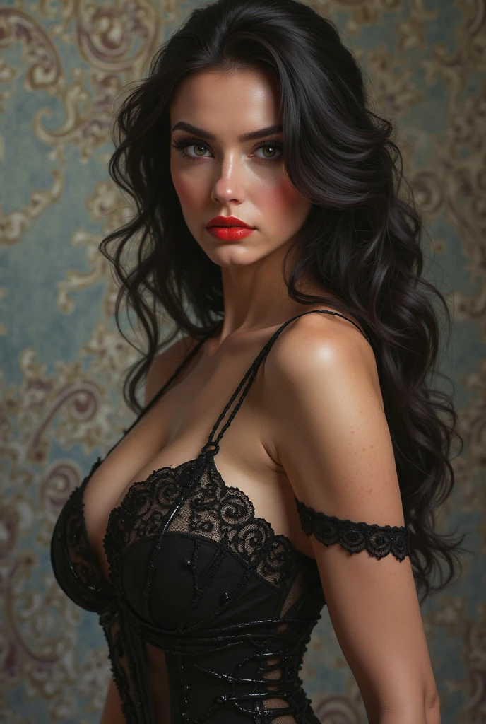 Draw a woman with a strong, sexy jawline