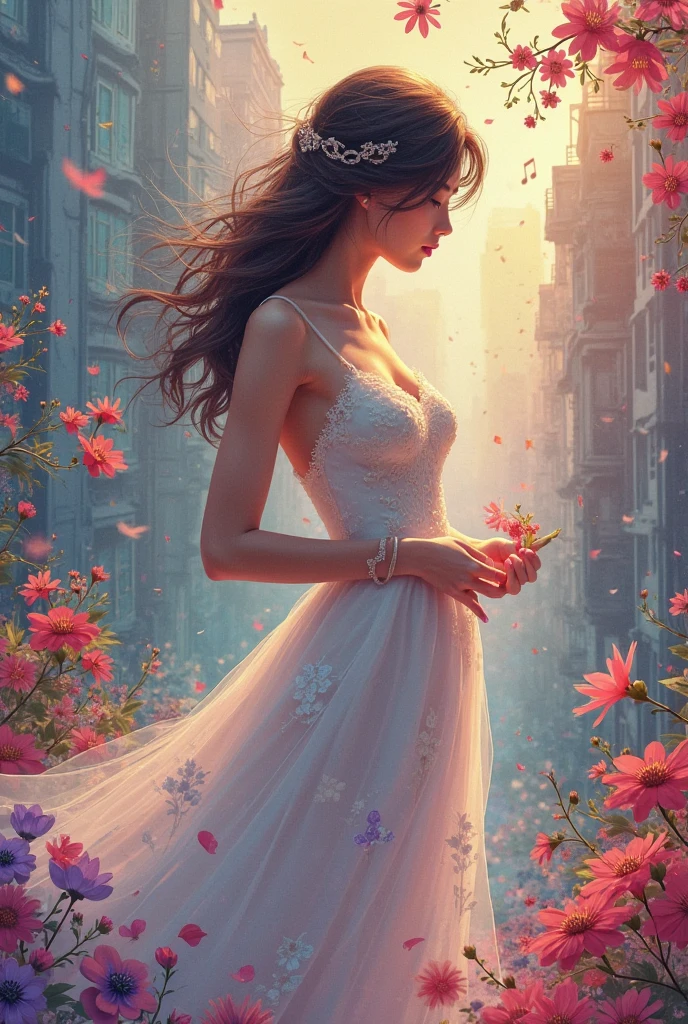 A girl floating in the air holding a large colorful umbrella, low angle view, blue sky background, (best quality,4k,8k,highres,masterpiece:1.2),ultra-detailed,(realistic,photorealistic,photo-realistic:1.37),fantasy,magical realism,dreamy,whimsical,vibrant colors,dramatic lighting,soft focus,cinematic,intricate details,stunning composition