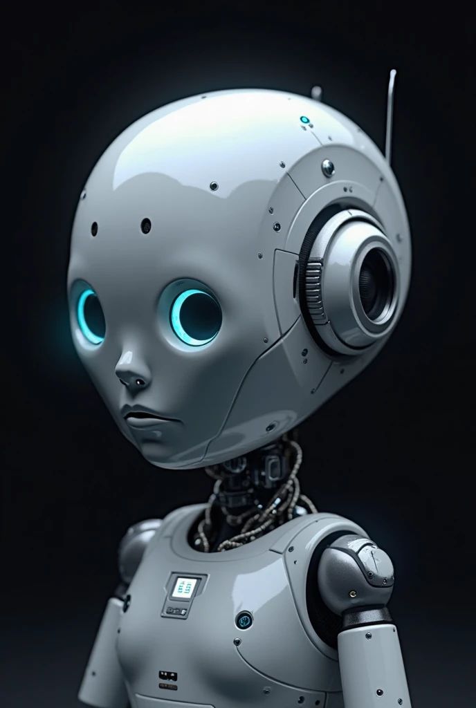fking_scifi_v2, Alien Portrait, Big Eyes, Eyes with Mind, Smooth Skin, 80mm, f/1.8, Depth of Field, Bokeh, Depth of Field, Subsurface Scattering, Pointillism, Facing Lens, Pure Background, Upper Body Close-up