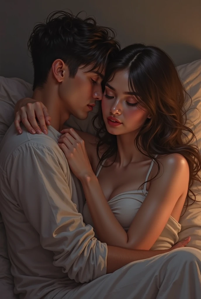 a woman having sex with a man in bed,manga style art,manga style art,manga style art