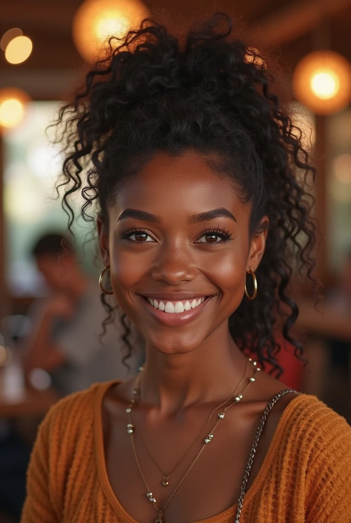 “Rencontrez Amara, une jeune Africaine de 25 ans au charisme magnétique. 🌟 Au restaurant et son sourire neutre, cette beauté naturelle a su conquérir le cœur de milliers de followers sur Instagram. 💕 Passionnée de mode et de beauté, elle partage ses coups de cœur et ses conseils avisés dans des publications pleines de vie et de positivité. 😊 Derrière son apparence se cache une femme engagée, toujours à l’écoute de sa communauté. 🌍 Grâce à son authenticité et sa bienveillance, Amara est devenue une véritable inspiration pour les jeunes femmes du continent africain. 🙌 #AfricanBeauty #FashionInfluencer #PositiveRole model