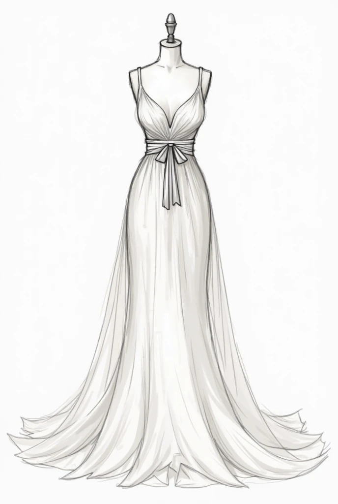 create a fashion sketch of a woman from behind wearing a veil that covers the bride's face with a lot of volume, inspired by the solar eclipse, with embroidered designs