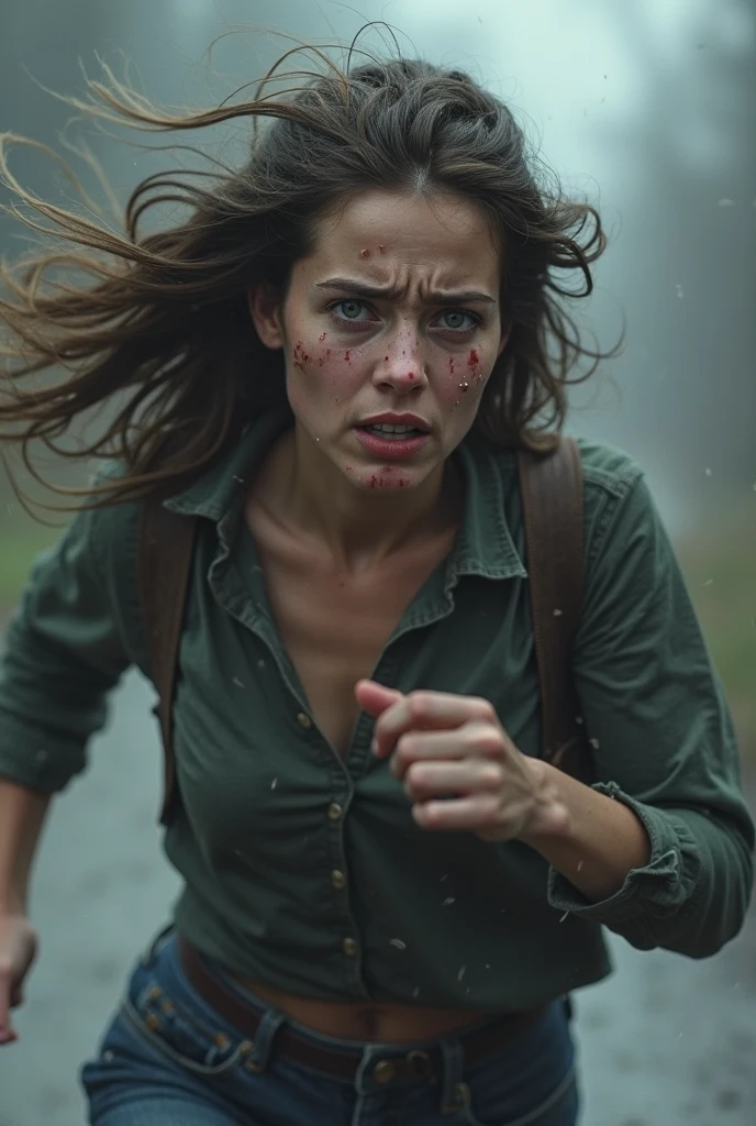 cinematic film still beautiful girl in dirty rags running scared came through the fog towards the camera being chased by mysterious monster with giant tentacles on a road in a pine forest, blood on clothes, dirty face, mud on face, close up shot . shallow depth of field, vignette, highly detailed, high budget, bokeh, cinemascope, moody, epic, gorgeous, film grain, grainy<lora:PAseer-SDXL-LCM+Turbo:1.0><lora:PAseer-SDXL-LCM+Turbo:1.0><lora:PAseer-SDXL-LCM+Turbo:1.0><lora:PAseer-SDXL-LCM+Turbo:1.0>