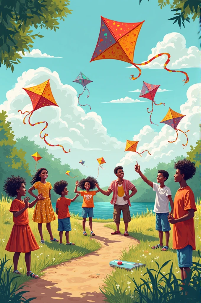 Afro-Haitian children, kite flying in haiti 