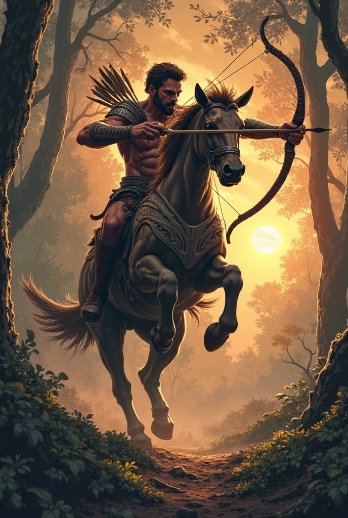 Centaur、Shoot an arrow at the viewer、Flame on the Arrowhead