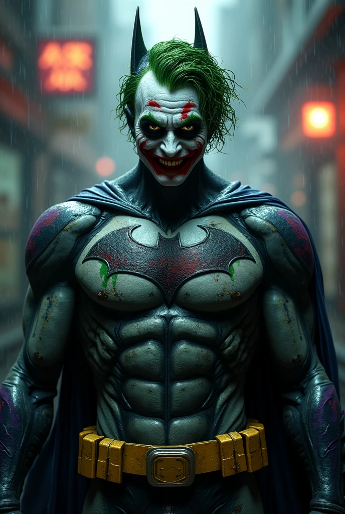 (joker) as (venom:1.2), mascular, official art, unity 8k wallpaper, ultra detailed, aesthetic, masterpiece, best quality, photorealistic, dark theme crazy smile, waist up