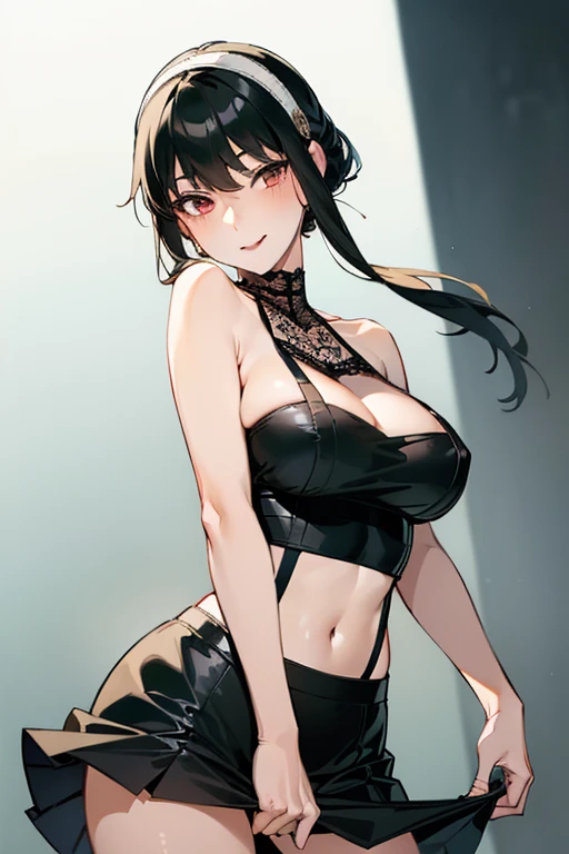 1woman 20 years old, max resolution, sculpted, military, beautiful, perfect body, perfect body, thin waist, wide hips, large breasts, slim thighs, tight panties, two-piece, highly detailed, high resolution, perfect hands, side view, face fully turned to the side to look at the viewer, turn her head to look at the viewer, laying on bed, bare shoulders