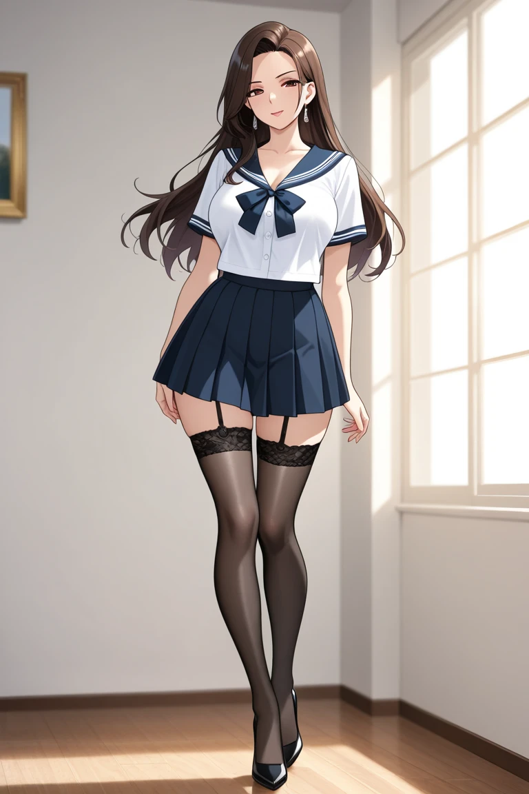 Finest, masterpiece, high definition, (full body), frontal, symmetrical, mature high school girl, solo, (full body from head to toe), small breasts, long hair, slightly messy hair, (black tights), ( (black pantyhose), black pantyhose, (composition where she is made to sit and lift her legs and make her legs open), (bound arms, arms behind back), composition showing white panties, slender beautiful legs, a very beautiful 17-year-old girl (not wearing shoes) legs), blushing, shy big eyes, messy hair, looking at camera, showing white panties, white frilly lingerie, high school uniform blazer, high school uniform White blouse, high school uniform with blue ribbon, high school uniform with short plaid pattern and navy pleated skirt, Rin Tohsaka
