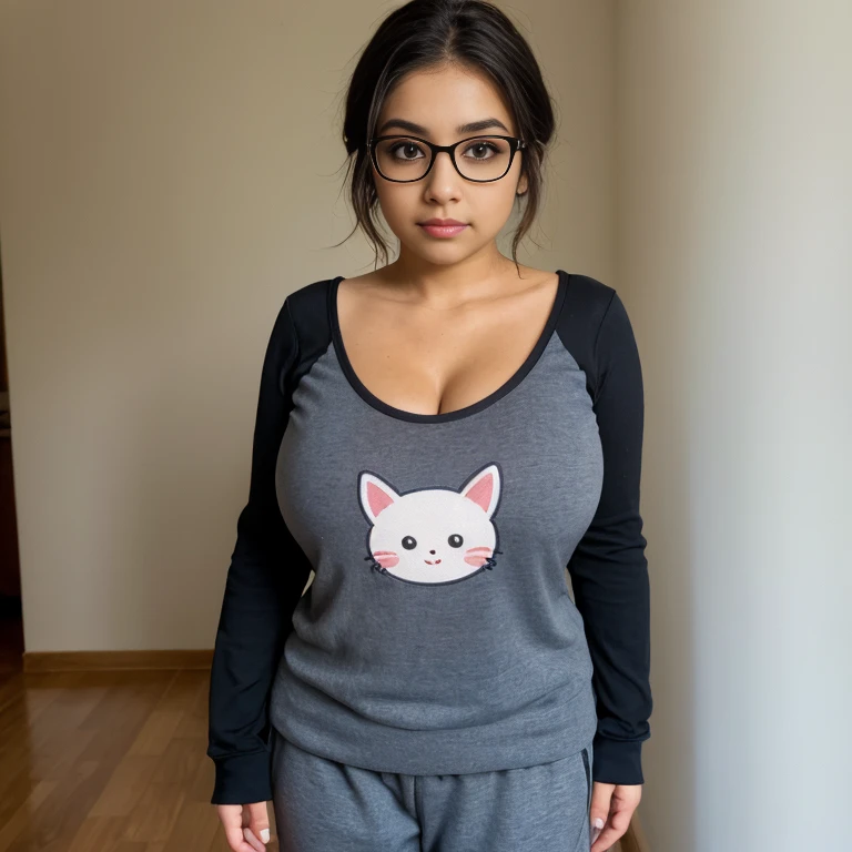 Sexy furry husky nerd woman big size cilicone tits
