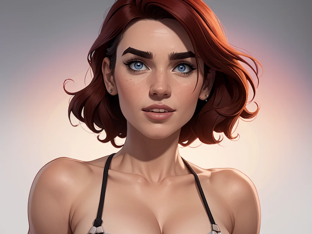 Character style illustration style Completely bare breasts showing great fear Breast size Cartoon name: Isabella Cruz white background medium breasts freckled face Jennifer Connelly actress strong contours Physical description - long straight hair, tingidos de um marrom vibrante que contrasta com sua pele clara.
- You reflect a mix of curiosity and determination.
- Ela tem uma estatura baixa, with a slender and agile figure, evidenciando sua agilidade e destreza.
-fundo branco
Design de personagens de retrato, beautiful digital illustration, retrato de alta qualidade, Arte em quadrinhos, Corpo inteiro sensualizando ou pelada. folha de retorno. folha de retorno