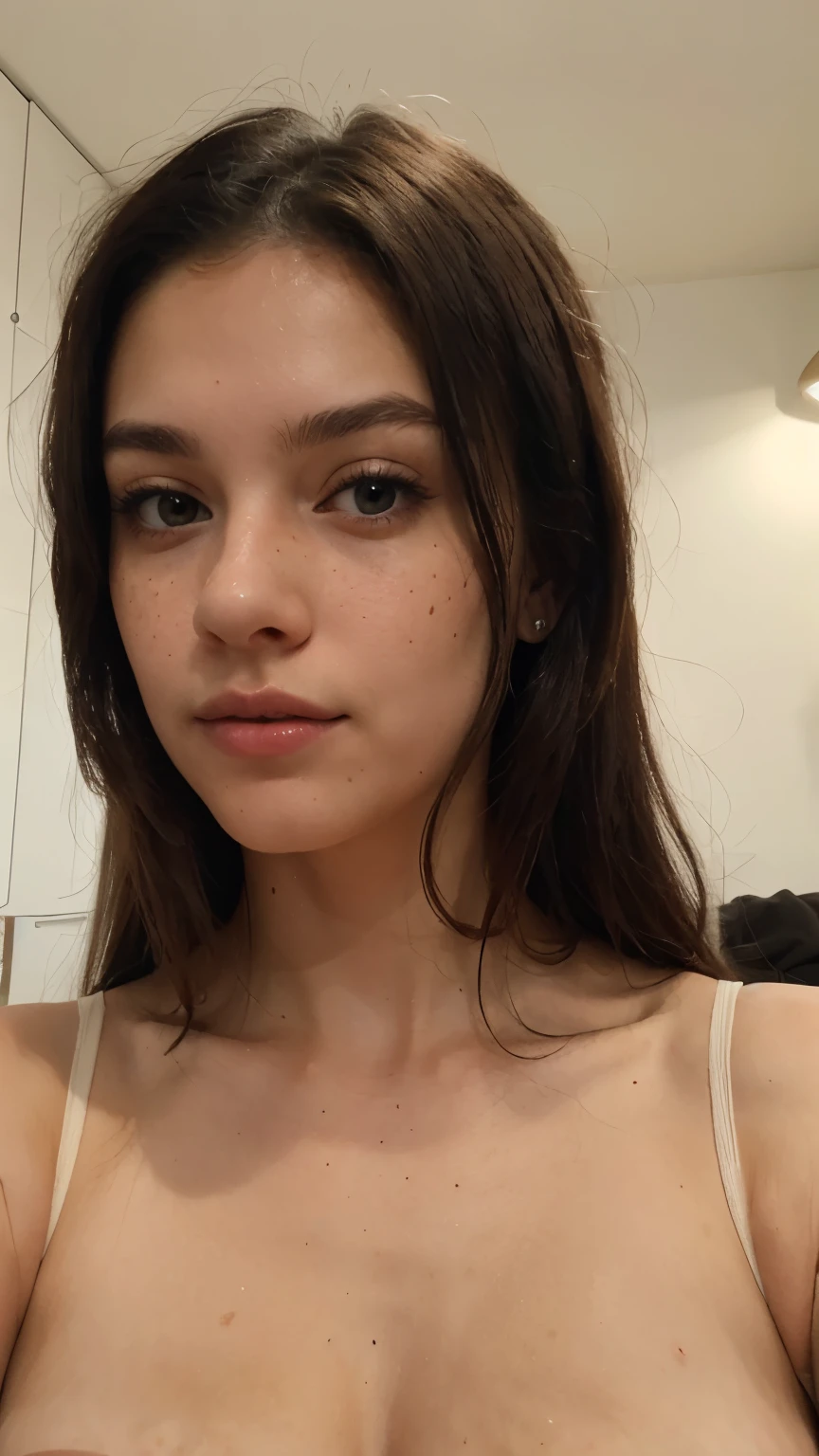 ((best quality)), ((masterpiece)), (detailed), perfect face, age about 20 years old, 1 girl, passport photo, blue eyes, brown hair, flowing long hair, photo