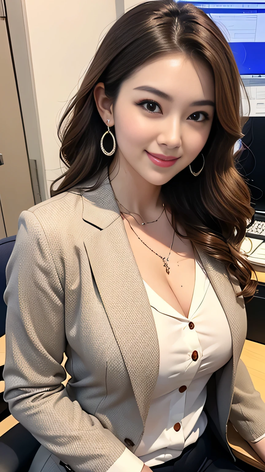 Woman in Business Suit, Gorgeous Young Korean Woman, Beautiful Korean Woman, Korean Girl, Beautiful Young Korean Woman, Korean Woman, Beautiful Asian Girl, Asian Girl, Wearing Luxury Clothes, Beautiful Asian Woman, Gorgeous Chinese Model, In Office, Crowded, Cleavage