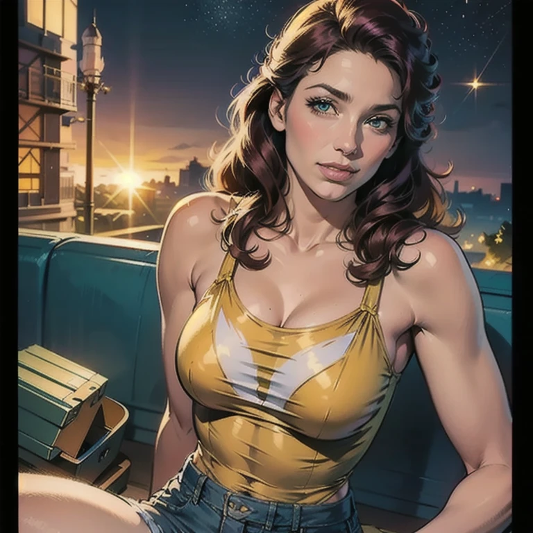 Estilo J. Scott Campbell Rachel McAdams sheet sorriso feliz Personagem Lara croft imagem de corpo inteiro desenho animado de uma mulher .cartoon style illustration, estilo de arte dos desenhos animados, estilo de arte dos desenhos animados, digital illustration style, design de personagens altamente detalhado, arte digital detalhada fofa, City fan art, Design de personagens de retrato, beautiful digital illustration, retrato de alta qualidade, Arte em quadrinhos, mulher jovem. expression of sexual desire a woman in a bikini and