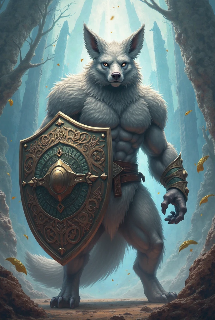Anthro male white wolf knight holding a two-handed greatsword, alone, arrogant expression, masterpiece, Best Art, whole body, by violinist taran, detailed eyes, detailed body, claws, high, top-less, Pecs, ABS, shoulder pads, standing, short black and blue loincloth