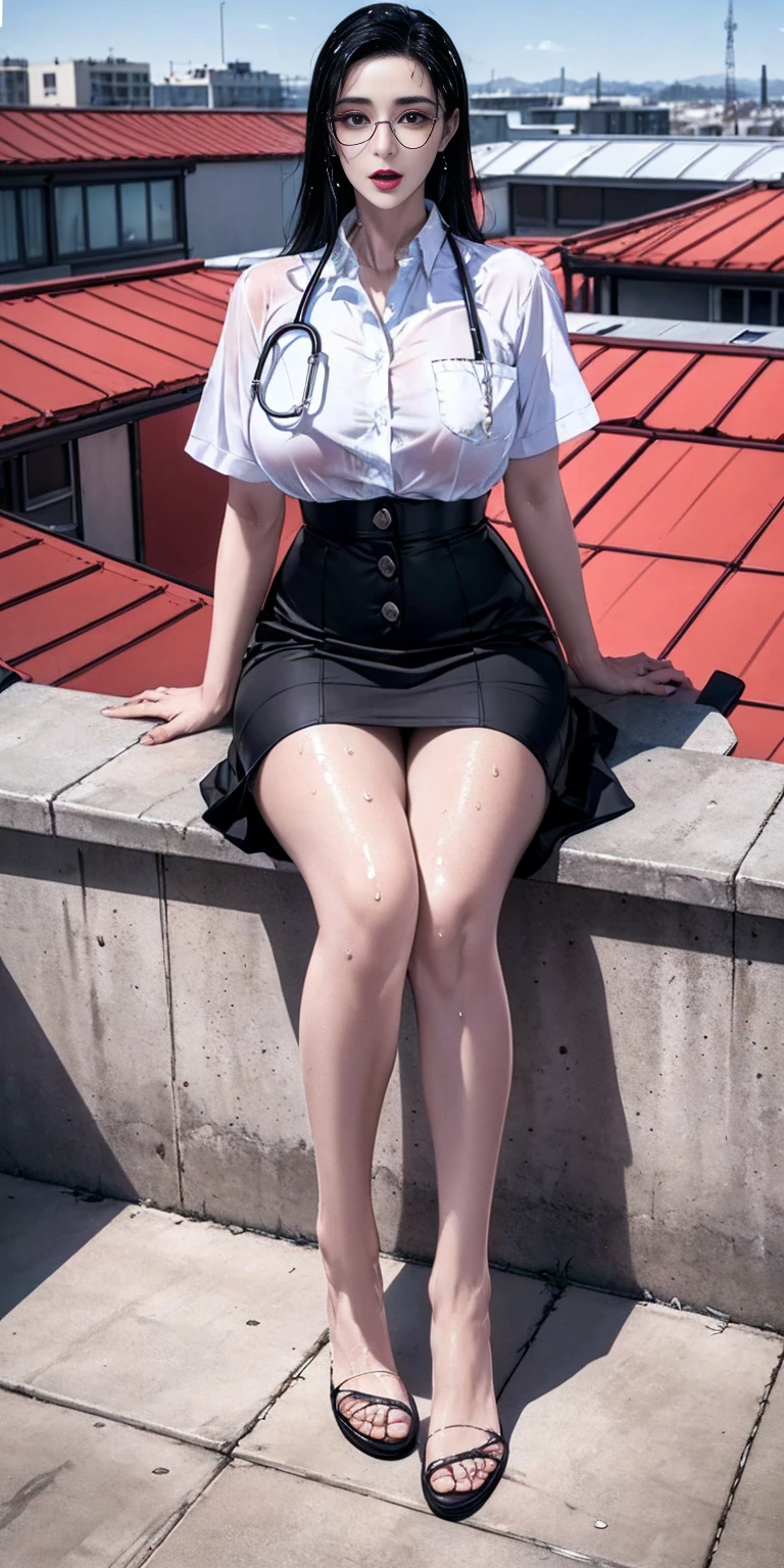 Stairs in the background,masterpiece,Highest quality,High resolution,Anatomically correct,business suit,Short Sleeve Button Down Shirt,Pencil Skirt,Sweat,barefoot,Glowing Skin,Ahegao,Forehead,Bob,ID card,vibrator,male5人:2.0,,male,Surrounded:2.0,smartphone