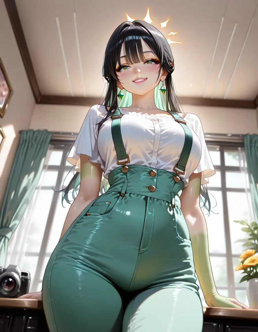 High school girl, chest, medium breasts, long black hair untied, long black hair, twisted eyes, long eyelashes, nice and cute big breasts, white underwear and long greenskirt rolled up, sexy pose emphasizing big breasts, sexy pose, big , thighs, anime style, beautiful , surreal , surreal , mesmerizing anime girl, realistic , big emphasized, naughty anime style, naughty thighs, naughty sexy thighs, smooth anime cg art, surreal school girl, girl, realistic school girl, smooth real image, Myanmar girl, beautiful Myanmar school girl, beautiful girl, Beautiful charming anime teen girl, ecchi anime style, photorealistic rendering of anime girl,