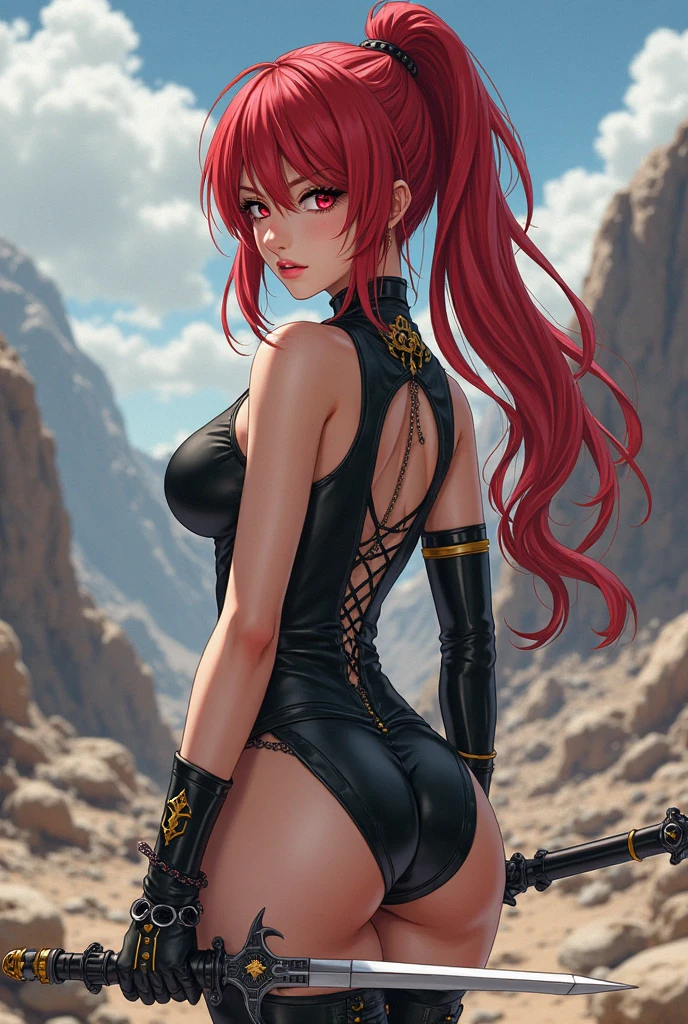 PERFECT MASTERPIECE, PROFESSIONAL AWARD-WINNING PORTRAIT, EXTREMELY DETAILED CG UNITY 8K UHD QUALITY RESOLUTION WALLPAPER, PHOTOREALISTIC, OFFICIAL ART, PROFESSIONAL CINEMATIC LIGHTING, PROFESSIONAL FILM QUALITY, COSMIC, ATMOSPHERIC, AESTHETIC, ENCHANTING, the most beautiful and sexy elf warrior goddess, long red hair, vibrant moonlight eyes, long detailed eyelashes, blushing, alluring and seductive facial expression, wearing highly detailed sexy hooded battle armor, super huge enormously gigantic tits, cleavage showing, curvy, full hips, gigantic tits bursting out of her clothing, tons of tattoos and piercings, in a sexy seductive enchanting alluring pose, bending over arching her back, looking back at the viewer, her butt facing the viewer, close up pov camera view from below, cherry blossoms and butterflies blowing in the wind, enchanted cosmic aesthetic atmospheric background