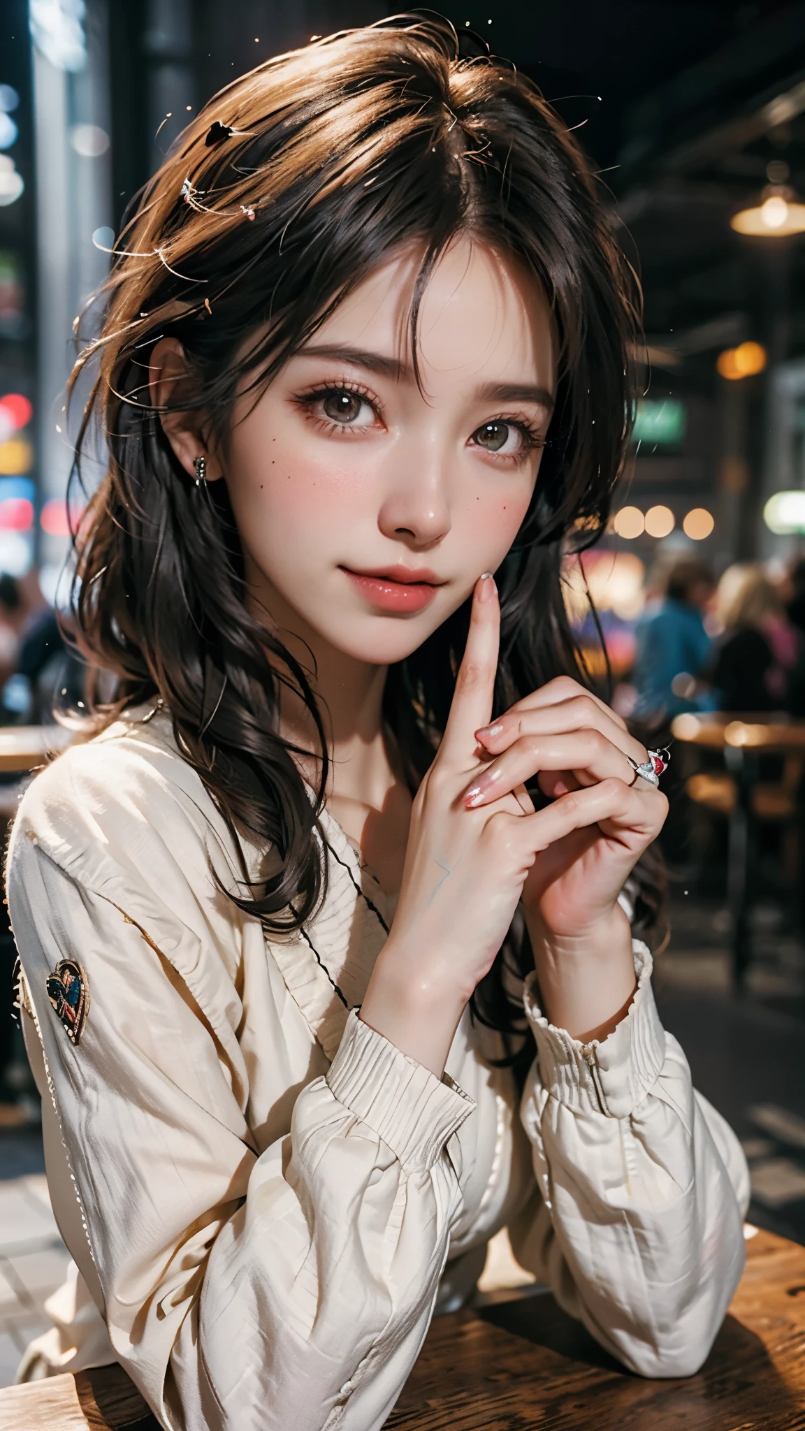Best Quality Detail:1.2, realisitic, 8K UHD, hight resolution, 1girl in:1.2, The ultra-detailliert, High quality textures, intricate detailes, detaileds, Very detailed CG, High quality shadows, Detail Beautiful delicate face, Detail Beautiful delicate eyes, depth of fields, Ray traching, in her 20s, Pretty Kpop Girl, Korean Urzan Face:1.1, Slender face, ulzzang -6500-v1.1:0.6, pureerosface_v1, gloweyes, teak, Glossy lips, perfectbody, a choker、cleavage of the breast、 Brown hair、poneyTail:1.1, Street, Particle, look at viewr, Photorealsitic:1.4, ultra-detailliert, photos realistic, 4K 8K UHD Full Color RAW Photos, Fuji Film(Medium format:1.2), Hasselblad:1.2, Carl zeiss:1.1, Incredible dynamic range photography(UTIL_Art by Smoose-768:1.1), hight resolution, High pixel count, clear details, crisp image, Natural color reproduction, Noise Reduction, High fidelity, qulity, Software Improvements, Upscaling, Optimized algorithms, Pro-level retouching、((Shibuya, tokyo prefecture))、On the way to shopping、((Fashionable clothes with a very high design))、Casual Tracksuit: Sporty and casual tracksuit、Fashionable style