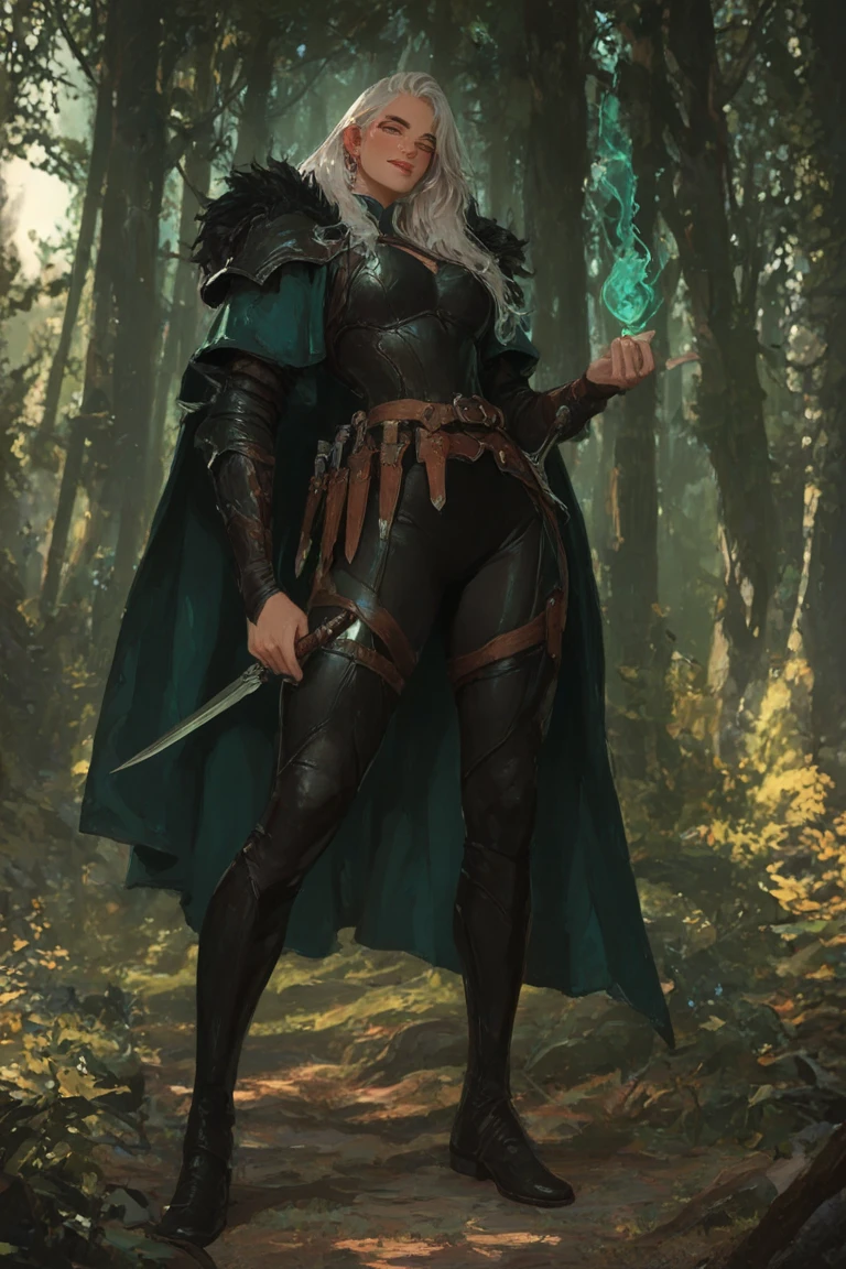(best quality, masterpiece:1.2), 8k detailed cgi render, thick outlines, strong shadows, <lora:add_detail:0.75>, <lora:sharpen-soften:0.25>, <lora:realistic:0.35>, <lora:kittew_v0.1:0.4>,
1 girl, adult (elven:0.7) woman, teal eyes, white medium hair,
portrait, solo, half shot, looking down, detailed background, detailed face, (<lora:AbsinthePunkAI:0.5>, AbsinthePunkAI theme:1.1) glowing eyes, flower-defender, plant-based armor, mixing of moss with metal, leather armor, leaves cape, fused with armor, ivy-wrapped crown, dynamic pose, serene, magical markings on skin, magical aura, overgrown flowers natural field in background, winter, birds, sunlight, eerie atmosphere,