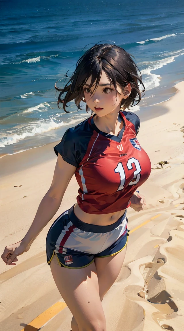 one woman,Super high quality,highest quality,underboob,underboob,Breast exposure,Belly exposure,Angle from feet,beautiful big breasts,Nipples are erect,black hair,cheerleader,pretty girl,Female about 18 years old,