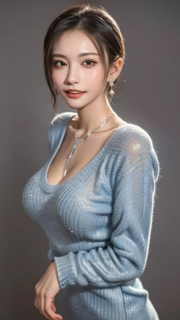 8K, Top Quality, Intricate Details, Ultra Detail, Ultra High Resolution, Masterpiece, close up shot, Slender, Smile, (Makeup: 0.4), (Fluffy Blue Eyes: 1.21), blue Eyes, looking at viewer, (()), 1girl, solo, 1 girl, (( )), , , ((tall)), (((fit body))), (((slim face))), sharp face ,black hair, long hair,, )) , (detailed face), sharp face, small lips, standing Crossing Ankles, , ((naked shawl)), ((detail belly )), detail fingers, detail hands, detailed face, detailed breast, , large breast, ,  , Beautiful girl with accentuated slender abs: 1.4, Six Pack Abs: 1.4, Bust Botox, Big, Perfect Body, (( dark background)), black background,