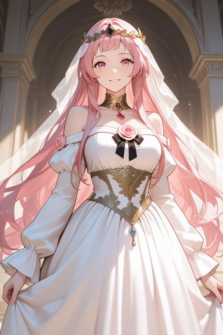 {{{{masterpiece}}}}, {{{super detailed}}}, {{{High resolution}}}, {{excellent anatomy}}, (((highest quality))), ((very delicate and beautiful)), {{very detailed and delicate}}, extremely detailed, solo, One female、best style、beautiful woman、The most beautiful woman in the world、(transparent sheer dress:1.5),((big breasts))、(((long pink hair)))、Inside the chalk palace, baroque architecture, elegant walkways between towers, in luminist baroque style, royal palace, Baroque symmetry, Italian Renaissance architecture, Endless corridors, Rococo architecture, baroque palace,extremely detailedな瞳, solo, perfect face, pretty face, highly detailed face,Rich facial expressions、(muste piece), (best quality)、golden eyes