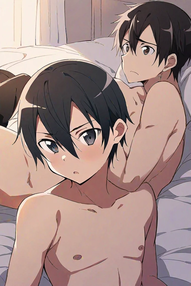 nudist day care worker、Many elementary school boys hug each other、rejoice out loud、in group photograph、Infirmary beds、dynamic ungle
