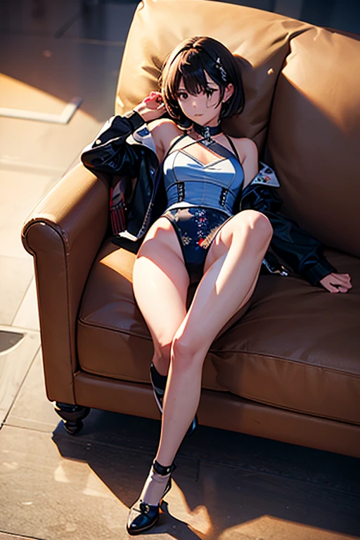 ((Biologically correct limb count)),((Natural finger shape)),((Full Body Shot,Including face)),Standing position,4K,masterpiece,((Focus on the face)),((Symmetrical facial features)),Eye for detailed depiction,Beautiful woman,Excellent style,Beautiful feet,(Small Ass,Thin thighs),(Patterned black stockings,High heels),Facial detailing,Small earrings,necklace,Low angle photo,((Bikini Swimwear,Lifting the skirt to reveal panties)),Park scenery on a holiday morning,Strong sunlight,(((A facial expression of pleasure))),(((Lean your body back and sit on the ground))),((Hands lifting from under your chest)),(Face the camera),Photograph the side of the body,focus on the crotch,Long blonde